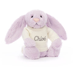Bashful Lilac Bunny with Personalized Cream Jumper