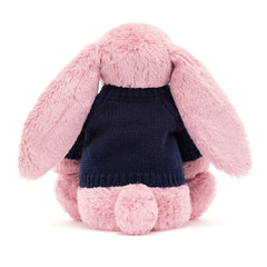 Bashful Tulip Pink Bunny with Personalized Navy Jumper