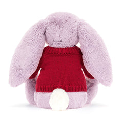 Bashful Lilac Bunny with Personalized Red Jumper