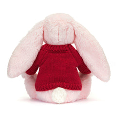 Bashful Pink Bunny with Personalized Red Jumper
