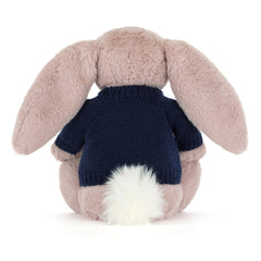 Bashful Luxe Bunny Rosa with Personalized Navy Jumper