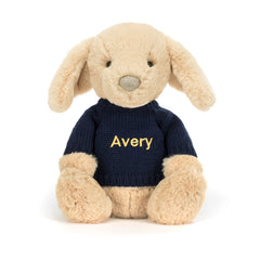 Bashful Luxe Puppy Orlando with Personalized Navy Jumper