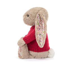 Blossom Beige Bunny 'Petal' with Personalized Red Jumper