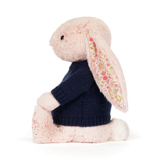 Blossom Blush Bunny 'Cherry' with Personalized Navy Jumper