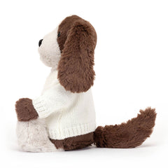 Bashful Fudge Puppy with Personalized Cream Jumper