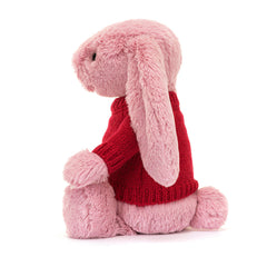 Bashful Tulip Pink Bunny with Personalized Red Jumper