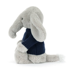 Bashful Luxe Elephant Thuddeus with Personalized Navy Jumper