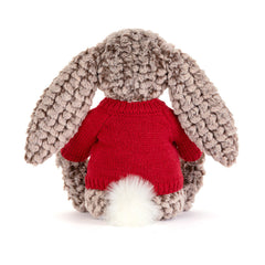 Bashful Luxe Bunny Pine with Personalized Red Jumper