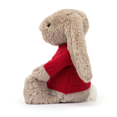 Bashful Beige Bunny with Personalized Red Jumper