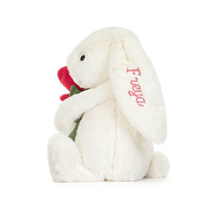 Personalized Cream Bunny with Rose